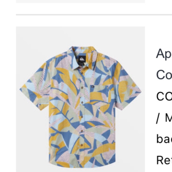 Quiksilver Other - Quiksilver Men's Blue and Yellow Patterned Shirt